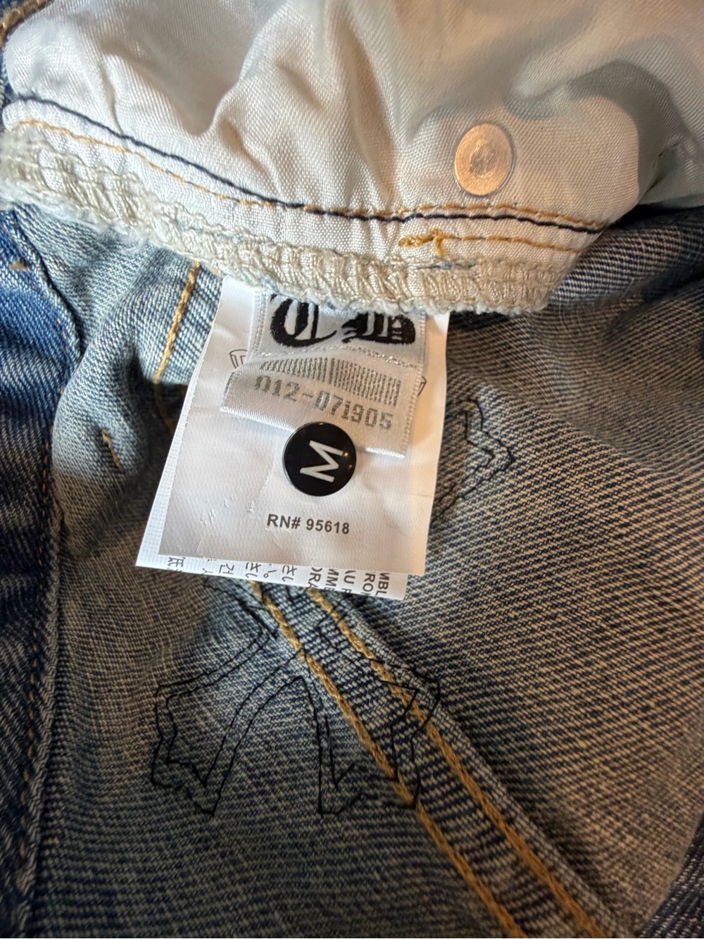 Light Blue Men’s Straight Denim Jeans with Black & White Cross Patches - Picture 6 of 11
